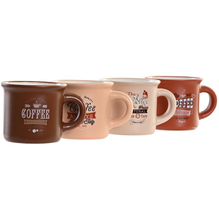 Mug Loft DKD Home Decor Beige Marron 5.7 x 5 x 7.5 cm (12 Unidades) 1