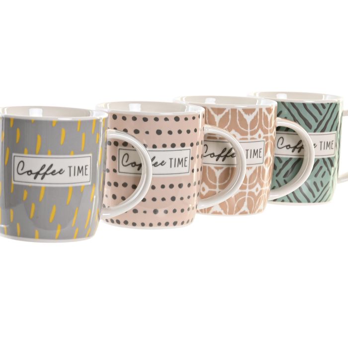 Mug Urban DKD Home Decor Rosa Verde 8.3 x 9.5 x 11.5 cm (12 Unidades) 1