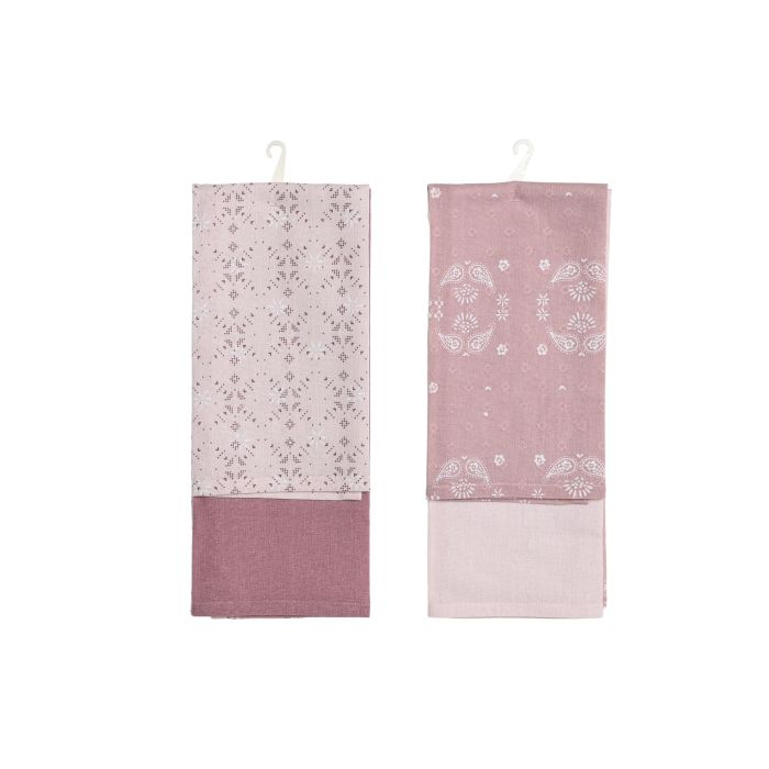 Paño Scandi DKD Home Decor Rosa Blanco 40 x 0.5 x 60 cm Set de 2 (12 Unidades)