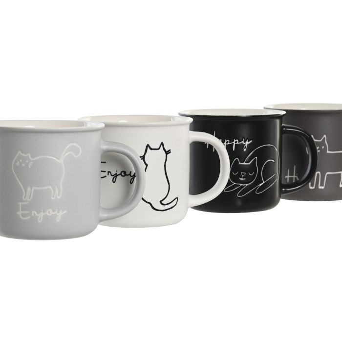 Mug Urban DKD Home Decor Negro Gris 9.8 x 8.5 x 12.5 cm (12 Unidades) 1