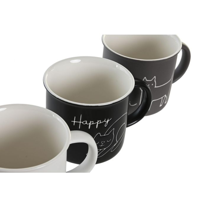 Mug Urban DKD Home Decor Negro Gris 9.8 x 8.5 x 12.5 cm (12 Unidades) 2