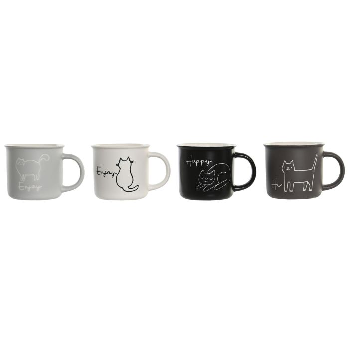 Mug Urban DKD Home Decor Negro Gris 9.8 x 8.5 x 12.5 cm (12 Unidades)