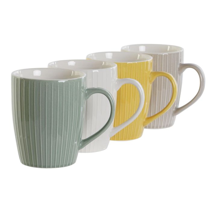 Mug Basicos DKD Home Decor Verde Beige 8.3 x 10.5 x 11.5 cm (12 Unidades) 1