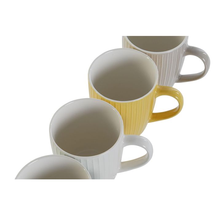 Mug Basicos DKD Home Decor Verde Beige 8.3 x 10.5 x 11.5 cm (12 Unidades) 2