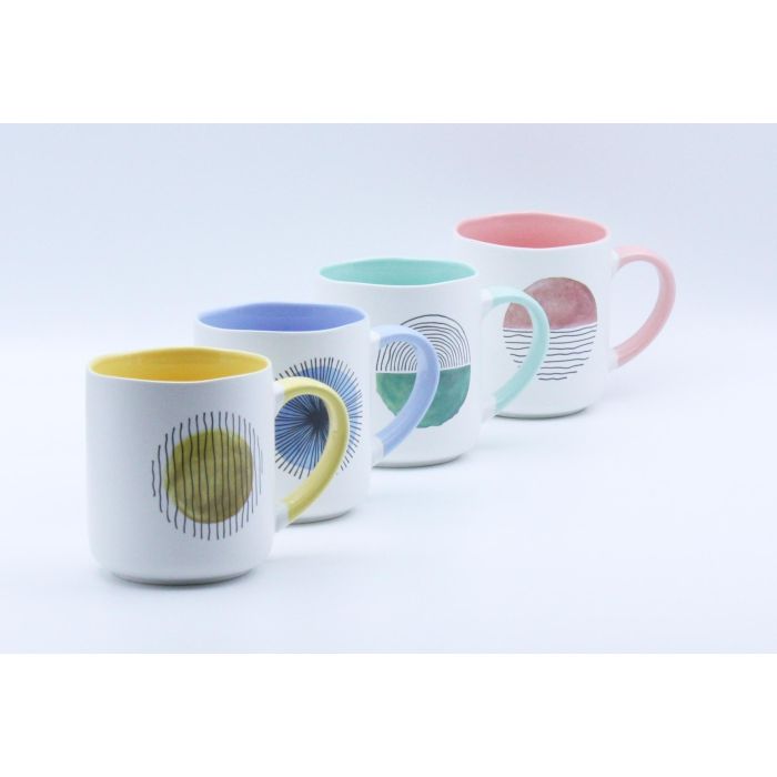 Mug Scandi DKD Home Decor Verde Rosa 8.3 x 9.5 x 11.5 cm (12 Unidades) 1