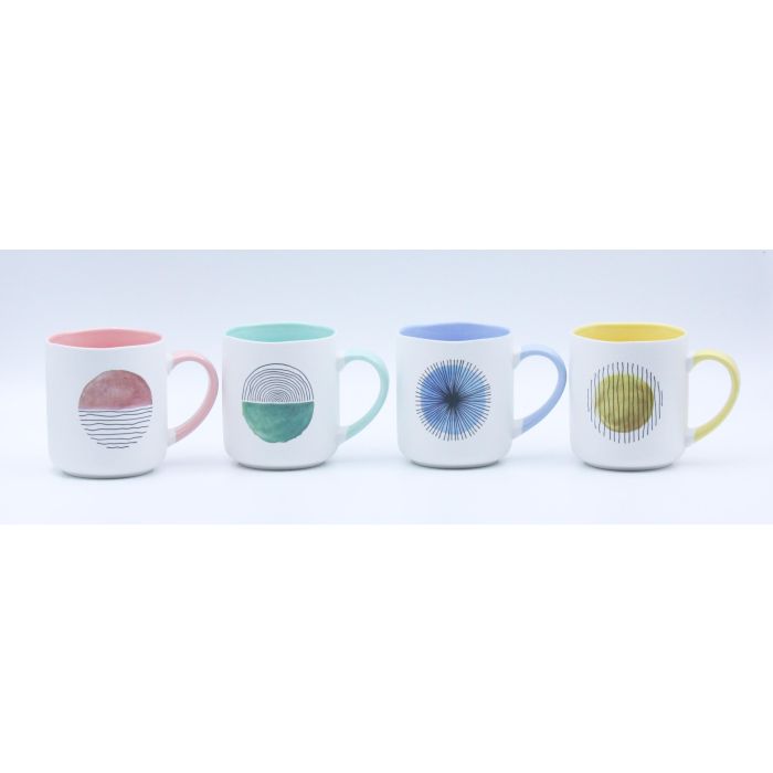 Mug Scandi DKD Home Decor Verde Rosa 8.3 x 9.5 x 11.5 cm (12 Unidades)