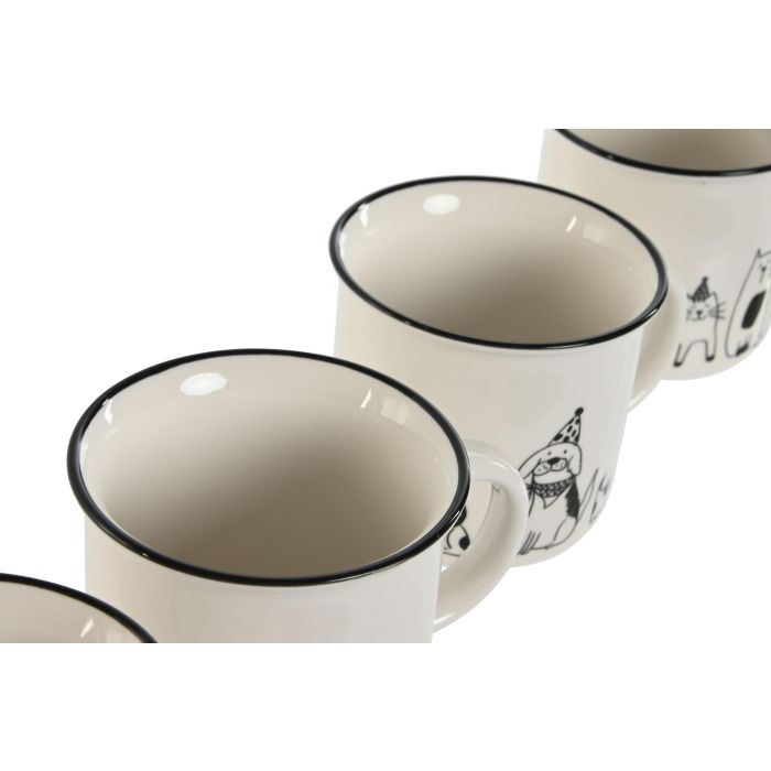 Mug Scandi DKD Home Decor Blanco Negro 9.5 x 9 x 13 cm (12 Unidades) 2
