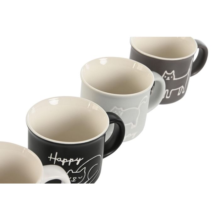 Mug Urban DKD Home Decor Gris Blanco 6.5 x 5.5 x 8.5 cm (12 Unidades) 1