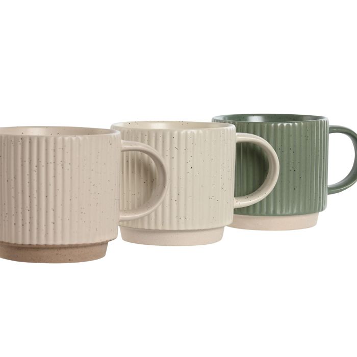 Mug Scandi DKD Home Decor Gris Blanco 9 x 8.5 x 13 cm (12 Unidades) 1