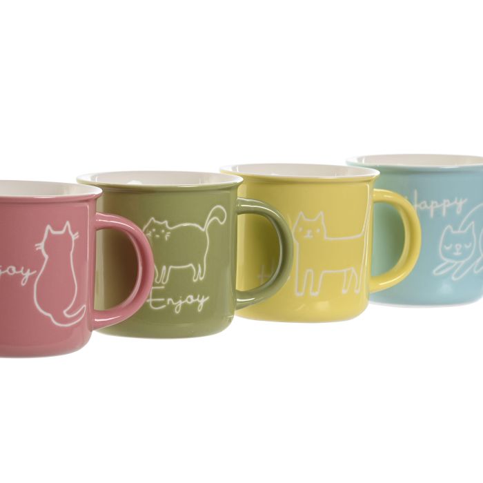 Mug Urban DKD Home Decor Azul Rosa 9.8 x 8.5 x 12.5 cm (12 Unidades) 1