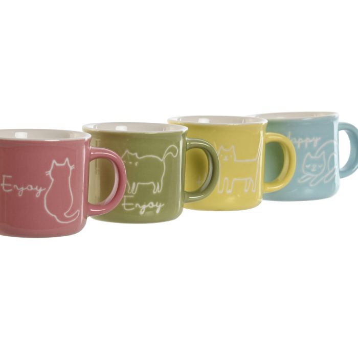 Mug Urban DKD Home Decor Azul Rosa 6.5 x 5.5 x 8.5 cm (12 Unidades) 1