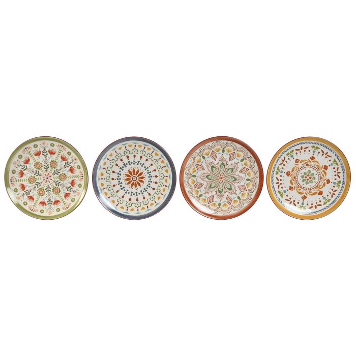 Plato Boho DKD Home Decor Multicolor 26.5 x 2 x 26.5 cm (12 Unidades)