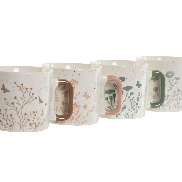 Mug Shabby DKD Home Decor Gris Rosa 10 x 9 x 13 cm (12 Unidades) 1