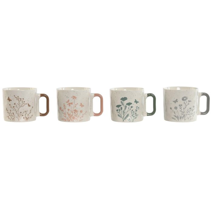 Mug Shabby DKD Home Decor Gris Rosa 10 x 9 x 13 cm (12 Unidades)