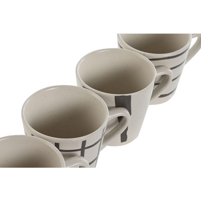 Taza Moderno DKD Home Decor Beige Gris 8 x 7.5 x 10.5 cm (12 Unidades) 2