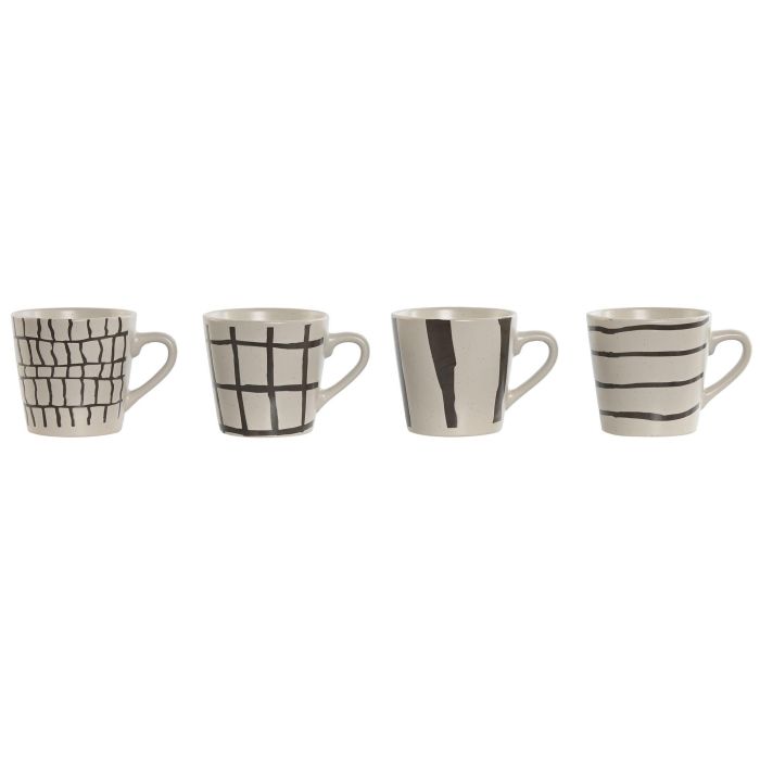 Taza Moderno DKD Home Decor Beige Gris 8 x 7.5 x 10.5 cm (12 Unidades)