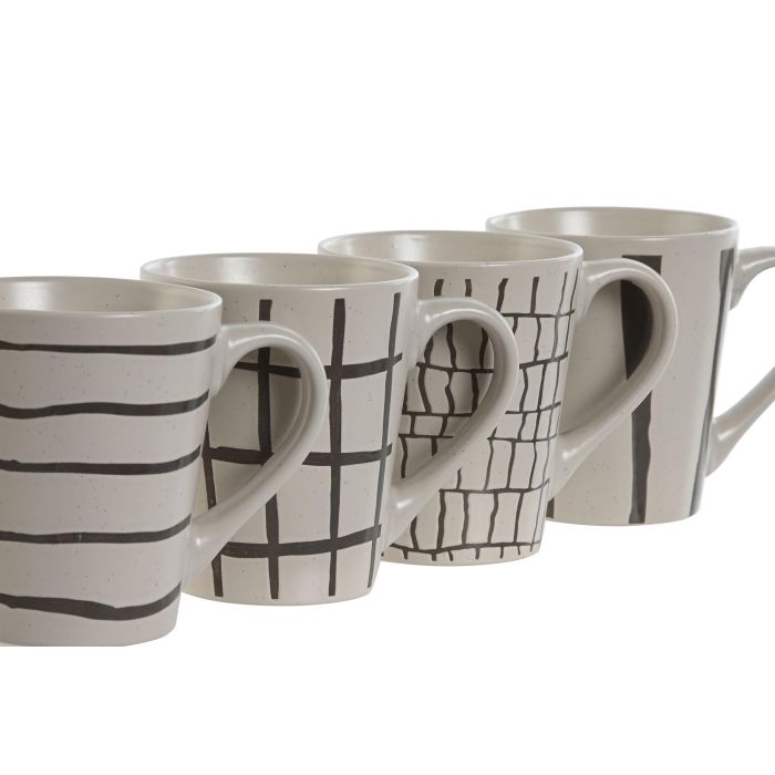 Mug Moderno DKD Home Decor Beige Gris 9 x 10.6 x 12.5 cm (12 Unidades) 1