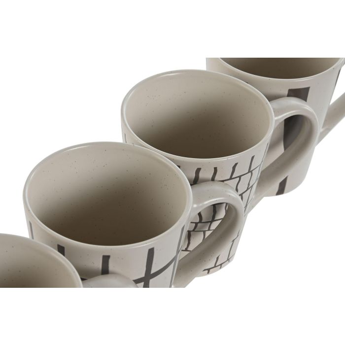 Mug Moderno DKD Home Decor Beige Gris 9 x 10.6 x 12.5 cm (12 Unidades) 2