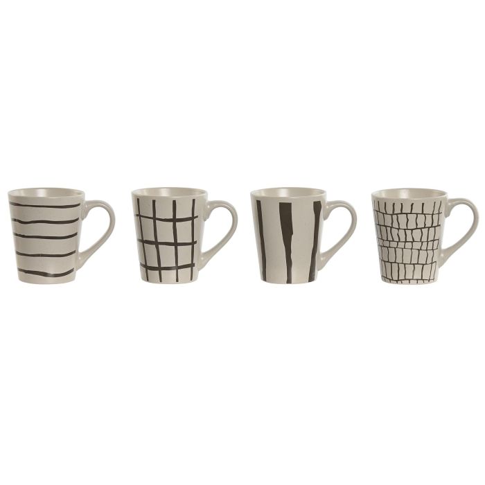 Mug Moderno DKD Home Decor Beige Gris 9 x 10.6 x 12.5 cm (12 Unidades)