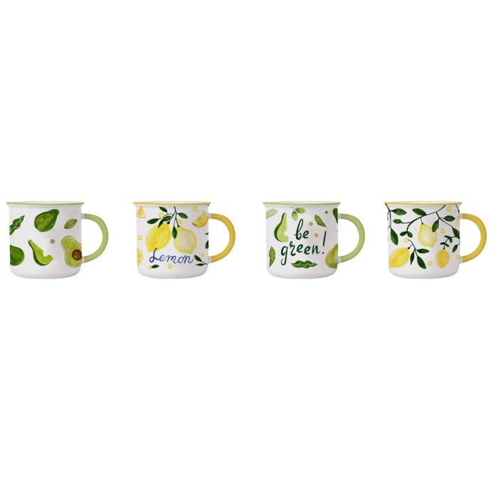 Mug Mediterraneo DKD Home Decor Verde Amarillo 9.5 x 8.5 x 12.5 cm (12 Unidades)