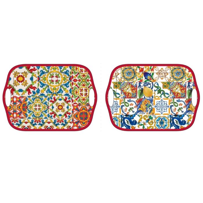 Plato Mediterraneo DKD Home Decor Rojo Azul 28 x 1 x 28 cm (12 Unidades) 1