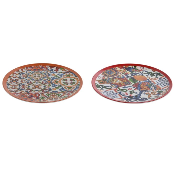 Plato Mediterraneo DKD Home Decor Rojo Azul 20 x 1 x 20 cm (12 Unidades) 1