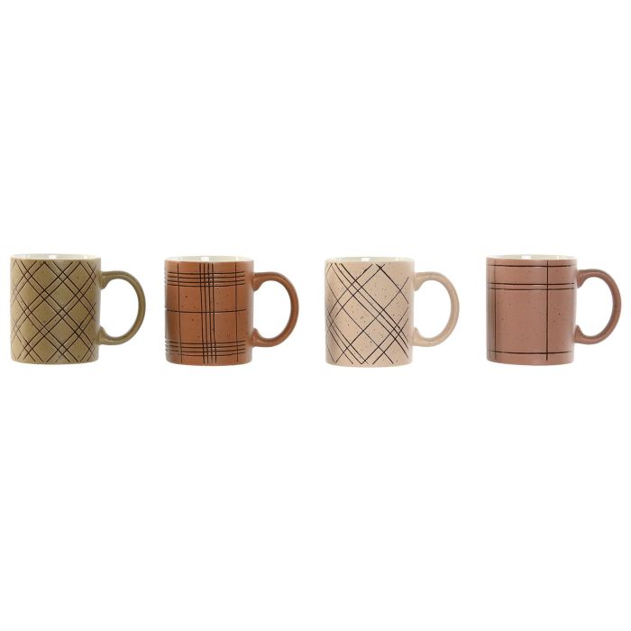 Mug Urban DKD Home Decor Beige Rosa 8 x 9.5 x 12 cm (12 Unidades)