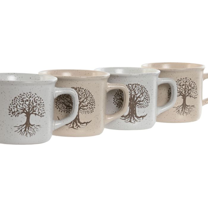 Mug Tradicional DKD Home Decor Beige Blanco Roto 8.5 x 7 x 11 cm (12 Unidades) 1