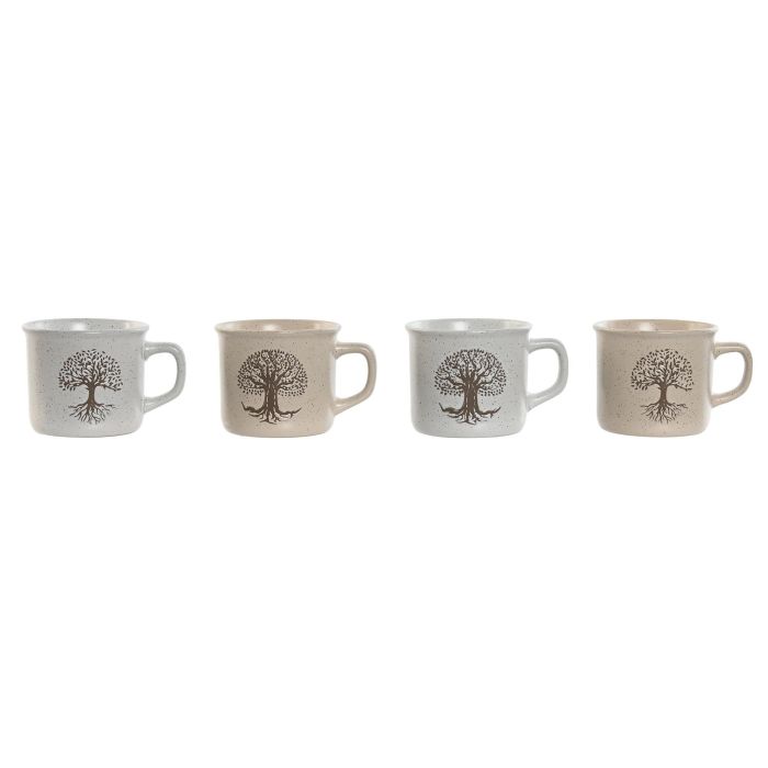 Mug Tradicional DKD Home Decor Beige Blanco Roto 8.5 x 7 x 11 cm (12 Unidades)