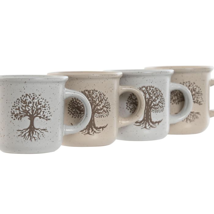 Taza Tradicional DKD Home Decor Beige Blanco Roto 7 x 6.5 x 9 cm (12 Unidades) 1