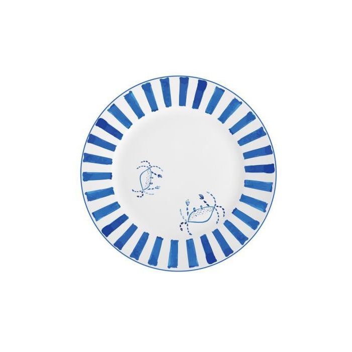 Plato Atlantico DKD Home Decor Azul Blanco 27 x 2 x 27 cm (12 Unidades)