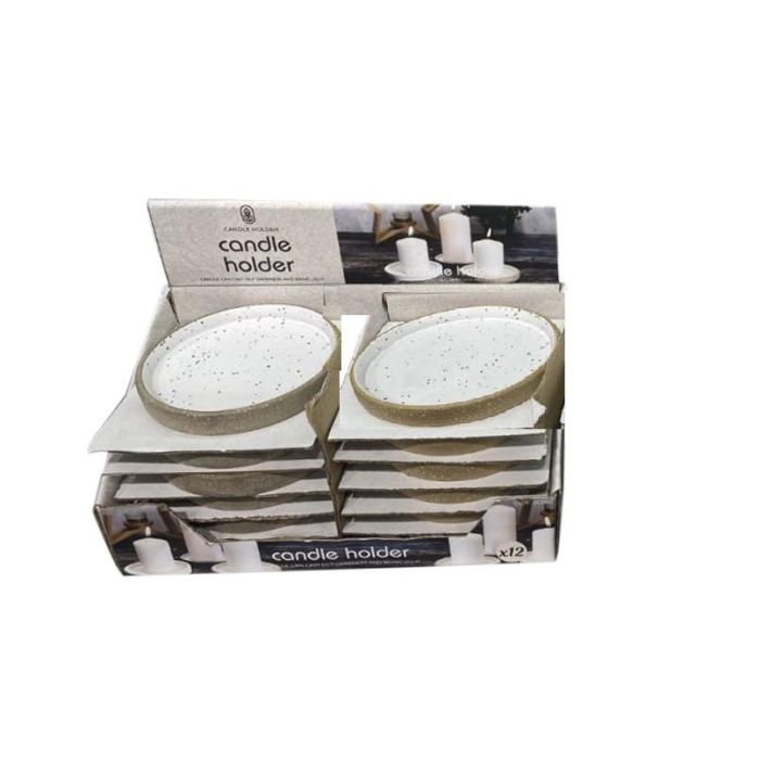 Portavela Urban DKD Home Decor Beige Gris 10 x 1.5 x 10 cm (12 Unidades)