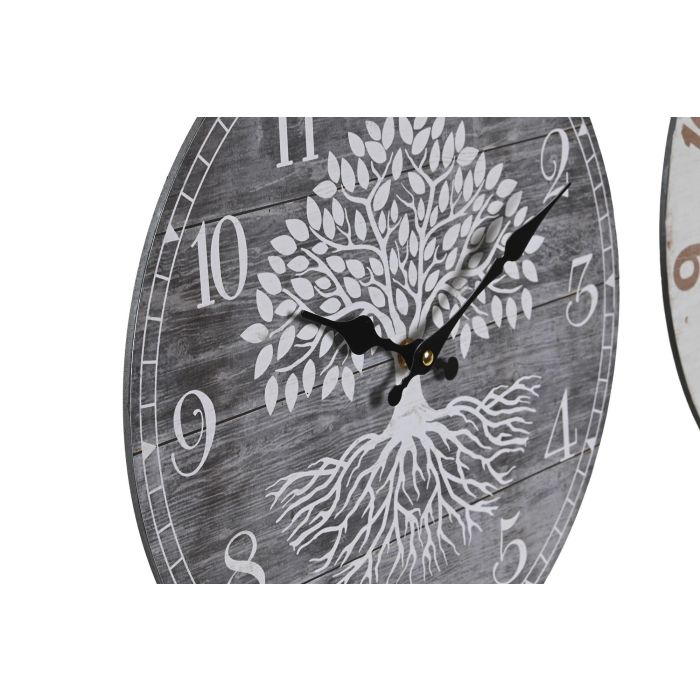 Reloj Pared Cottage DKD Home Decor Natural Gris 4 x 34 x 34 cm (12 Unidades) 1