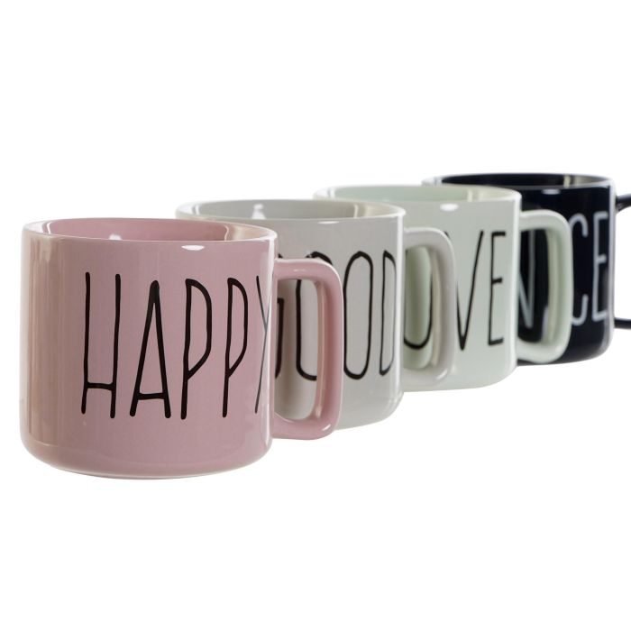 Mug Moderno DKD Home Decor Gris Rosa 8.5 x 8 x 12 cm (12 Unidades) 1