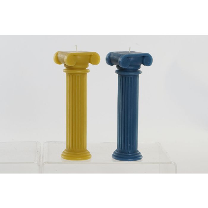 Vela Moderno DKD Home Decor Amarillo Azul 5 x 20.3 x 7 cm (12 Unidades)