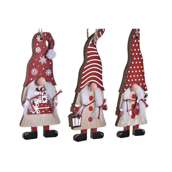 Decoracion Colgante Navidad Tradicional DKD Home Decor Rojo Natural 1 x 12.5 x 6 cm (24 Unidades) 1