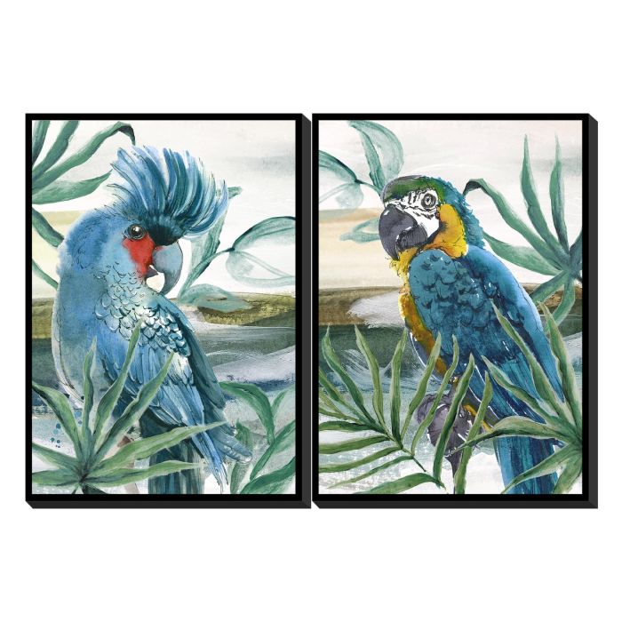 Cuadro Tropical DKD Home Decor Azul Verde 3.5 x 70 x 50 cm (2 Unidades)