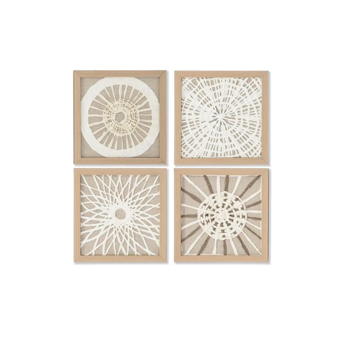 Cuadro Moderno DKD Home Decor Blanco Natural 2 x 22 x 22 cm Set de 4 (2 Unidades)