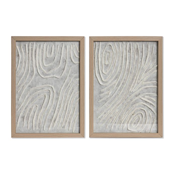 Cuadro Scandi DKD Home Decor Blanco Natural 2 x 35 x 25 cm Set de 2 (2 Unidades)