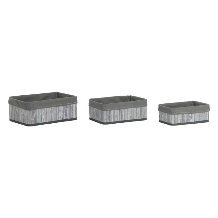 Cesta Tradicional DKD Home Decor Gris Blanco 25 x 14 x 35 cm Set de 3 (2 Unidades) 3