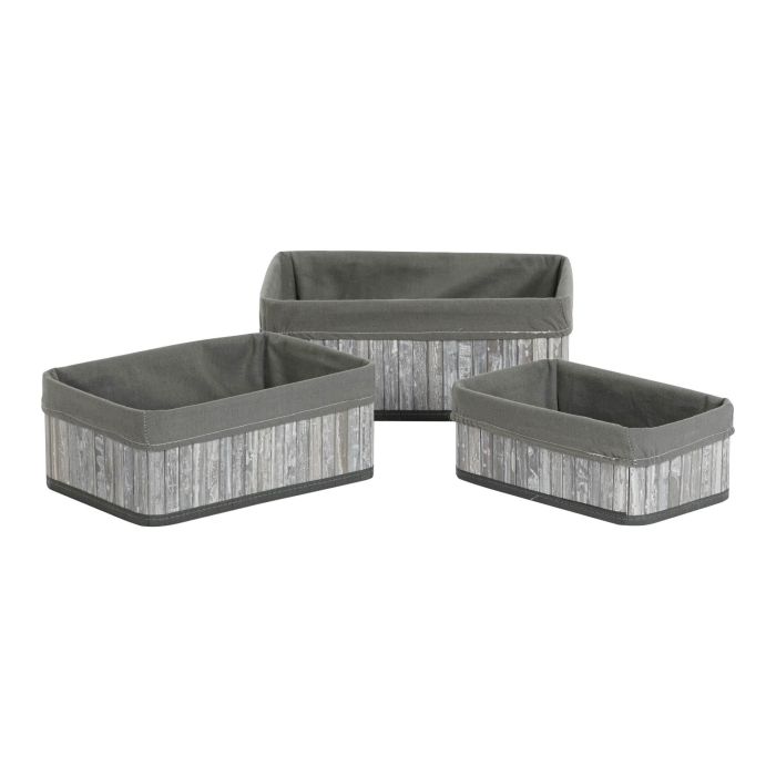 Cesta Tradicional DKD Home Decor Gris Blanco 25 x 14 x 35 cm Set de 3 (2 Unidades)