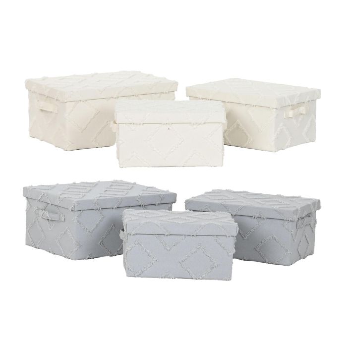 Caja Basicos DKD Home Decor Gris Crema 30 x 20 x 40 cm Set de 3 (2 Unidades) 3