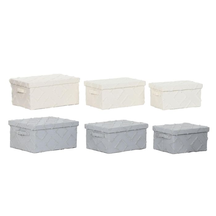 Caja Basicos DKD Home Decor Gris Crema 30 x 20 x 40 cm Set de 3 (2 Unidades)