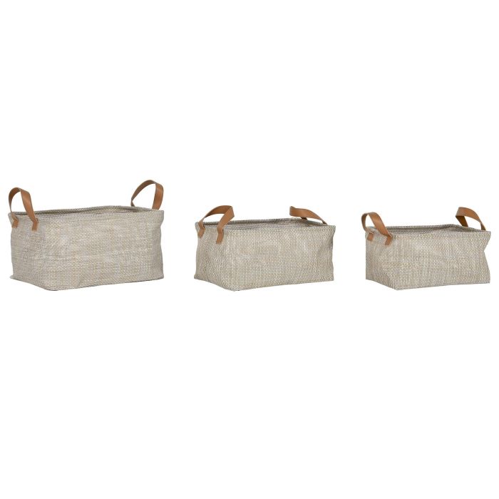 Cesta DKD Home Decor Beige 26 x 2700 x 36 cm Set de 3 (2 Unidades)