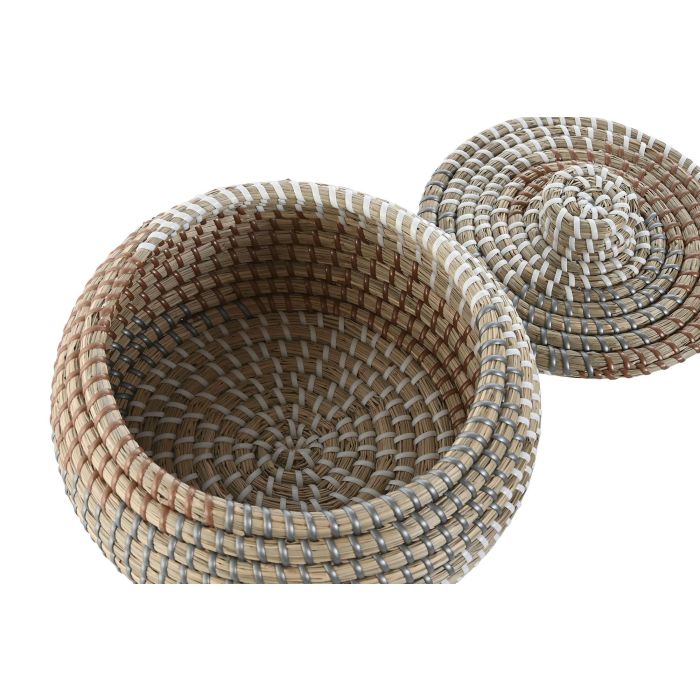 Cesta Boho DKD Home Decor Natural Naranja 32 x 19 x 32 cm Set de 2 (2 Unidades) 2