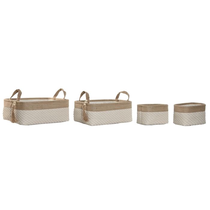 Cesta DKD Home Decor Natural Crema 26 x 14 x 36 cm Set de 4 (2 Unidades)