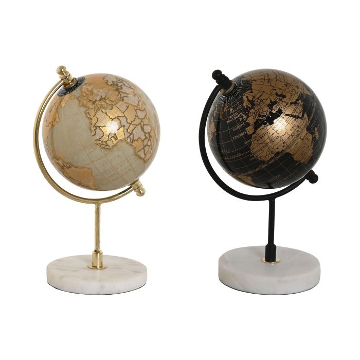 Globo Terraqueo Vintage DKD Home Decor Dorado Negro 12 x 20 x 12 cm (2 Unidades)