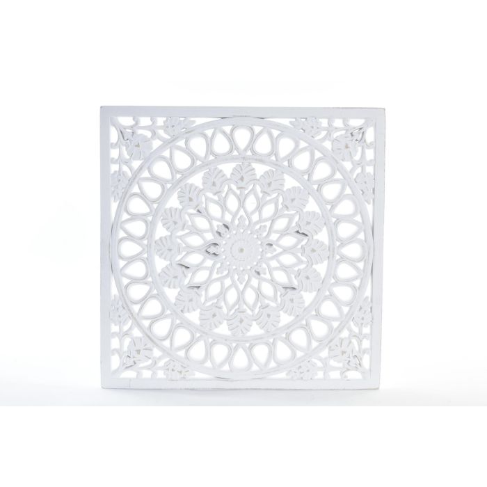 Decoracion Pared Indio DKD Home Decor Blanco 1.5 x 40 x 40 cm (2 Unidades)