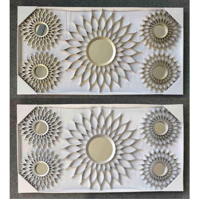 Espejo Glam DKD Home Decor Champan Plateado 1.5 x 50 x 50 cm Set de 5 (2 Unidades)