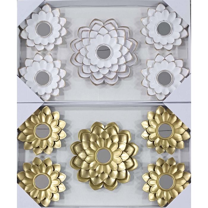 Espejo Glam DKD Home Decor Dorado Blanco 1.5 x 35 x 35 cm Set de 5 (2 Unidades)